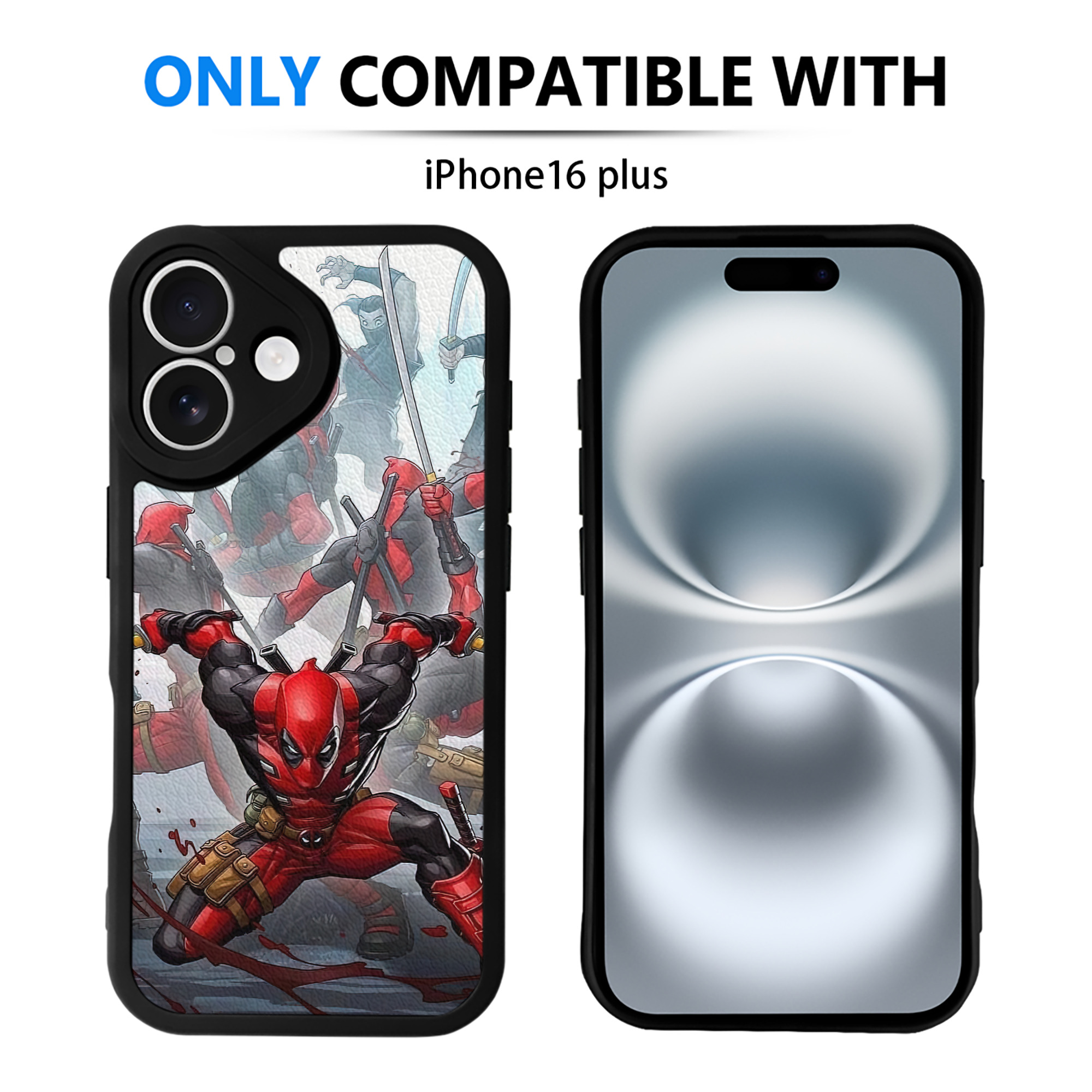 （画像用） Deadpool デッドプール 【iPhone 16シリーズ対応】シリコンスマホケース（レザー調） 材質：シリコン